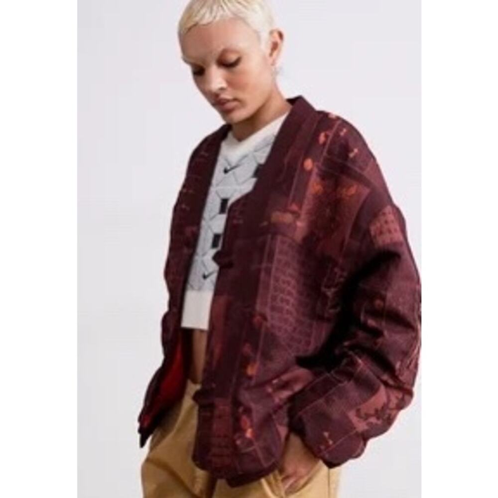 NEW Nike x Naomi Osaka Jacquard Kimono Jacket Burgundy Crush Streetwear Luxe Sm - Picture 15 of 16